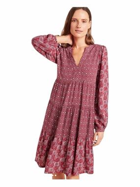 ANTHROPOLOGIE | MAEVE Amber Boho Tiered Long Sleeve Tunic Dress. Size Medium.